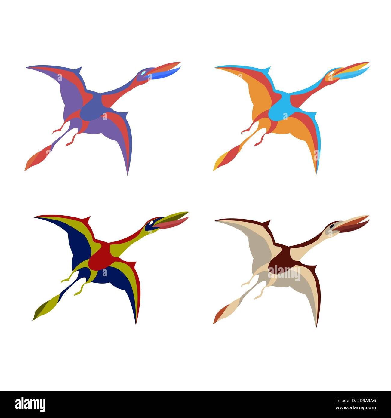 Pterodactyl or pteranodon. Flying prehistoric reptile vector illustration.  Stock Vector