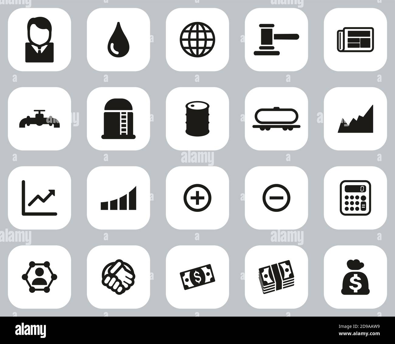 Oil Trade Icons Black & White Flat Design Set Big Stock Vector Image ...
