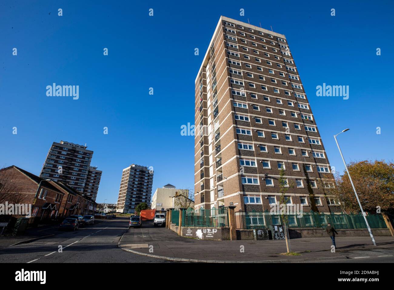 Tower block flats in New Lodge, Belfast Stock Photo Alamy