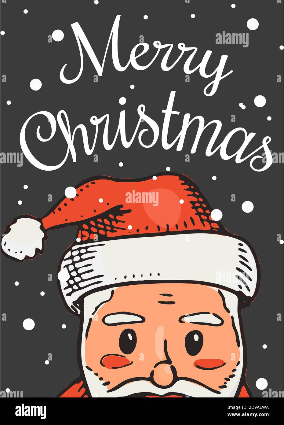 Merry Christmas banner. New Year sticky label. Poster template. Father Frost or Santa Claus for vintage sticker Flyer or labels. Engraved hand drawn Stock Vector