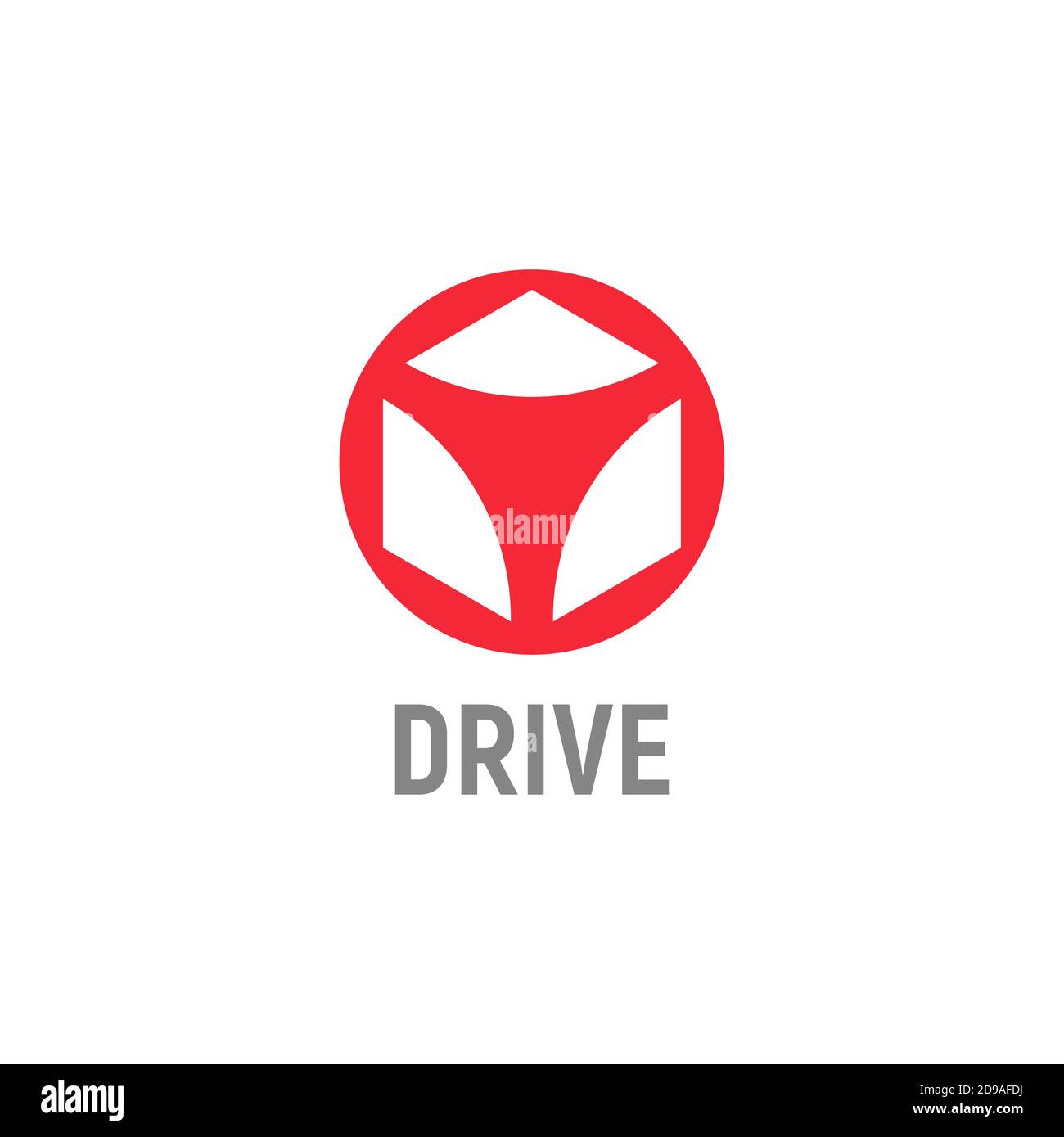 3D cube in a circle, isolated icon on white background. Abstract steering wheel, flat cartoon style vector logo concept. Precious stone for automotive Stock Vector