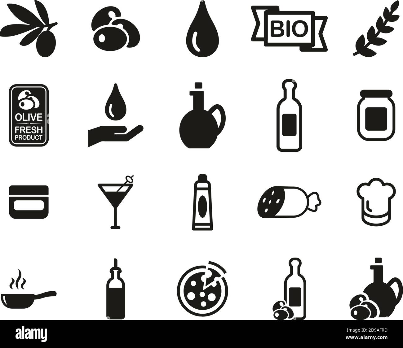 Olive & Olive Oil Icons Black & White Set Big Stock Vector Image & Art ...