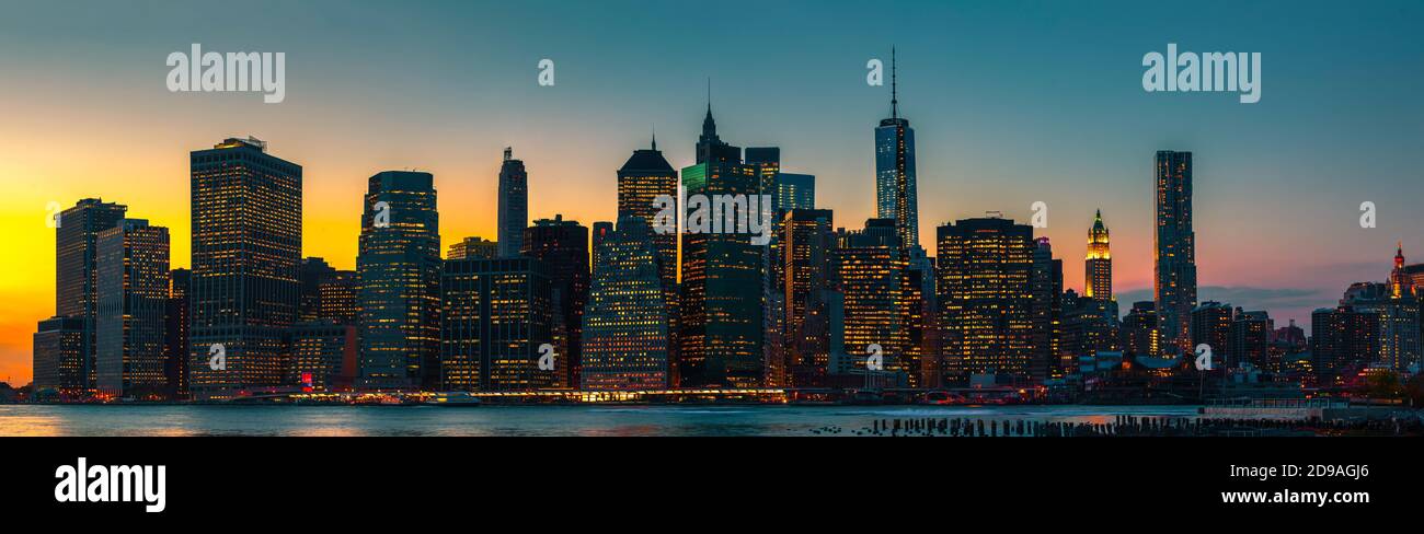 Manhattan. Evening New York City skyline panorama Stock Photo - Alamy