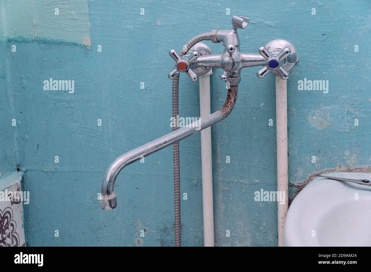 Old rusty faucet in the bathroom Stock Photo Alamy