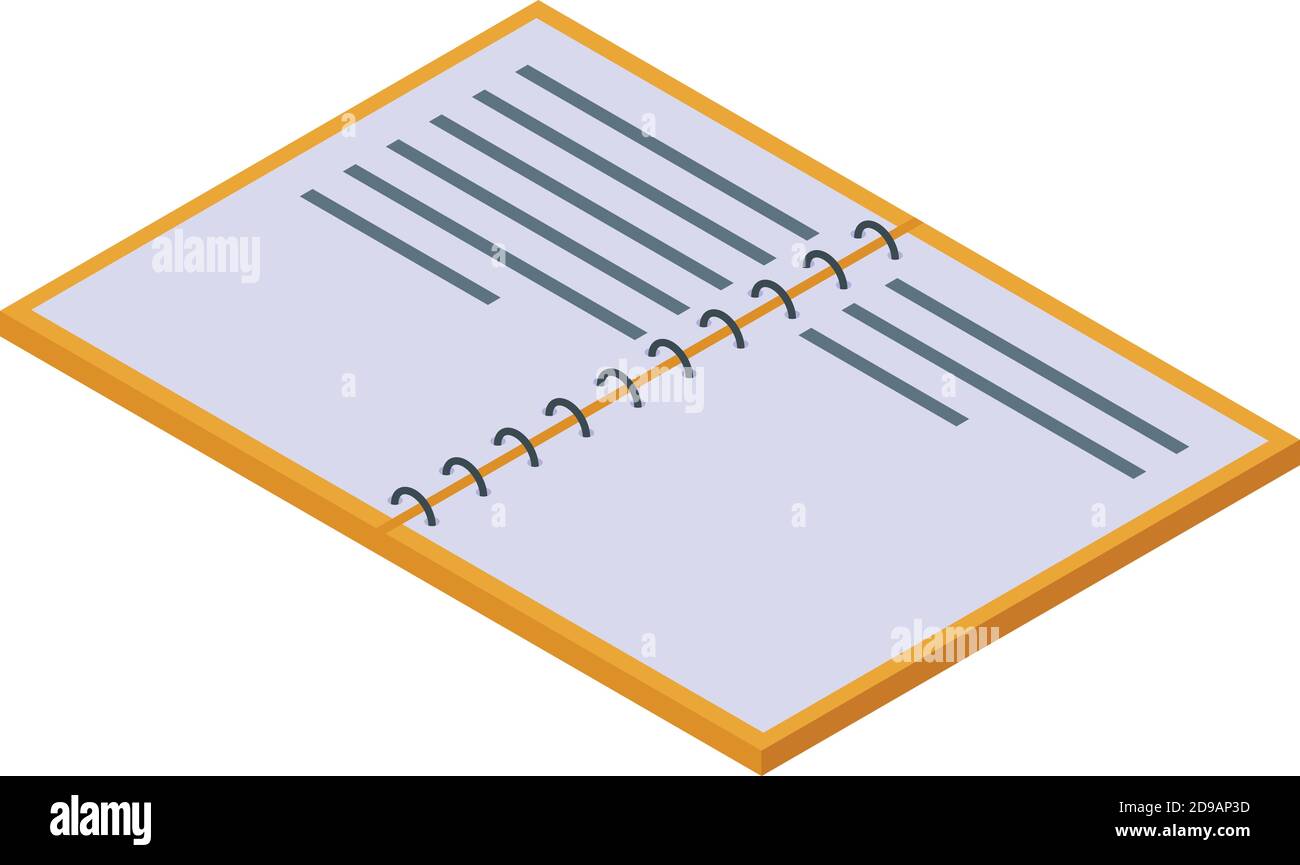 Writing notebook icon. Isometric of writing notebook vector icon for ...