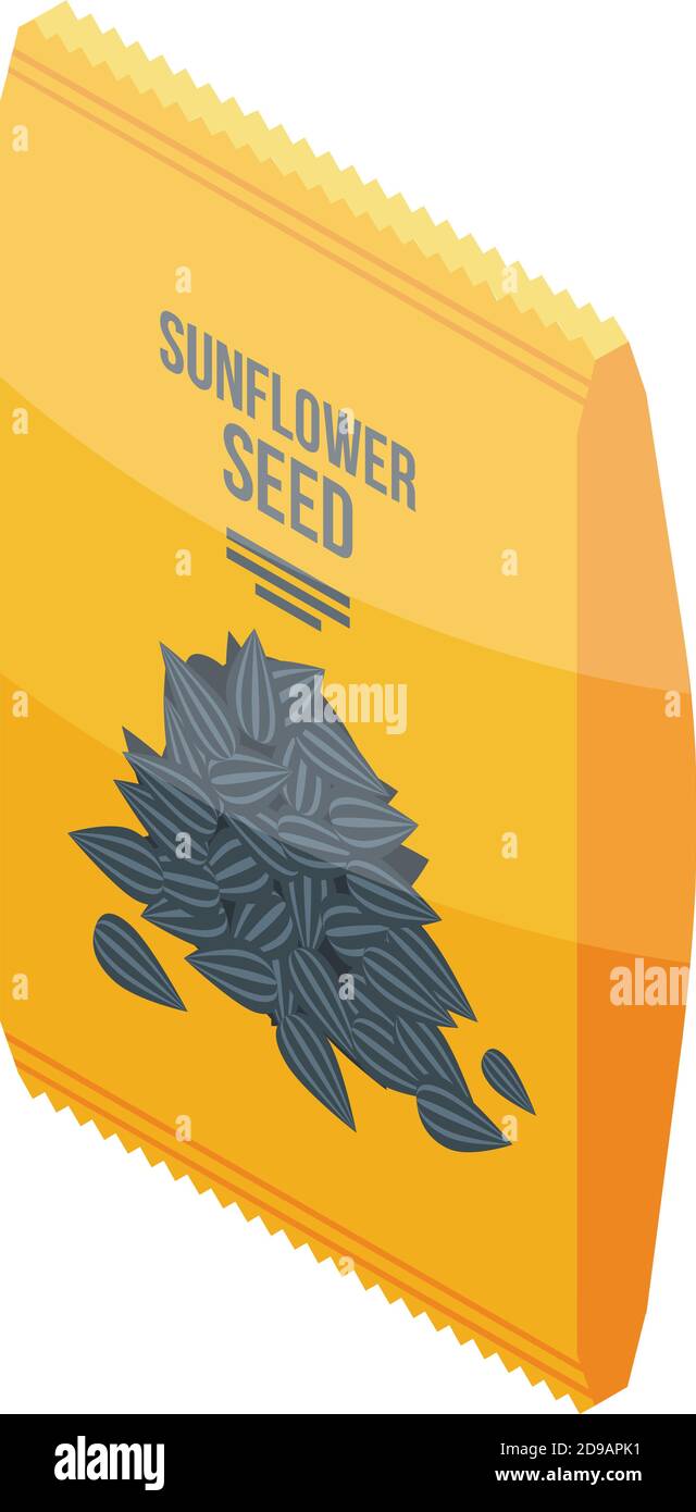 Sunflower seed fresh package icon. Isometric of sunflower seed fresh package vector icon for web design isolated on white background Stock Vector