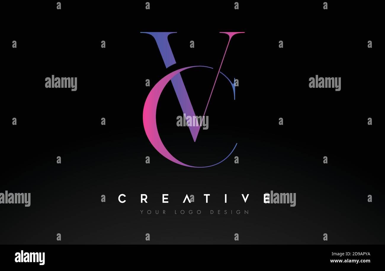 VC CV letter design logo logotype icon concept with serif font and ...