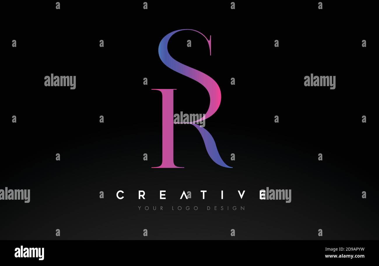 SR RS letter design logo logotype icon concept with serif font and ...