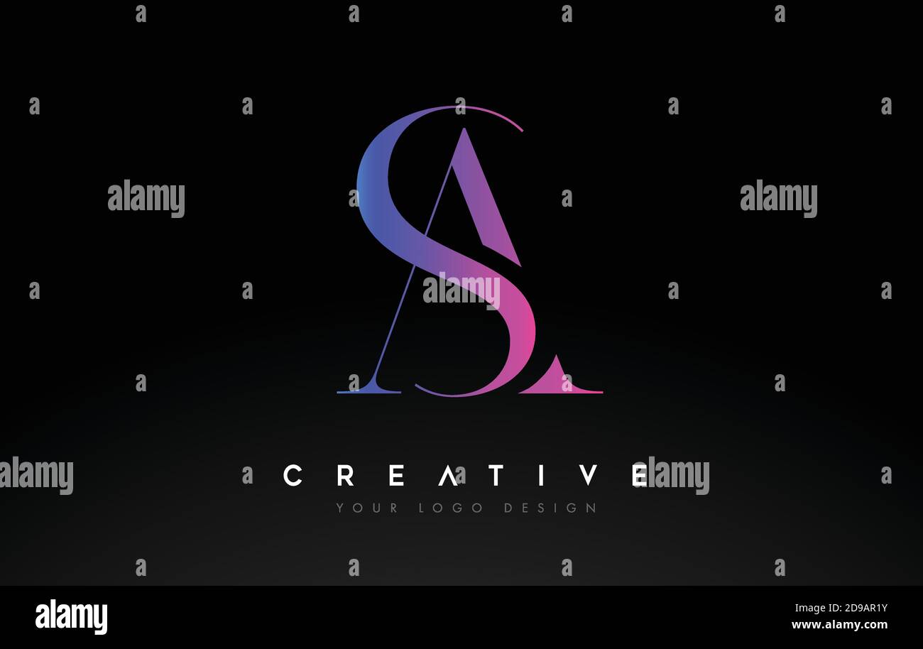 SA AS letter design logo logotype icon concept with serif font and ...