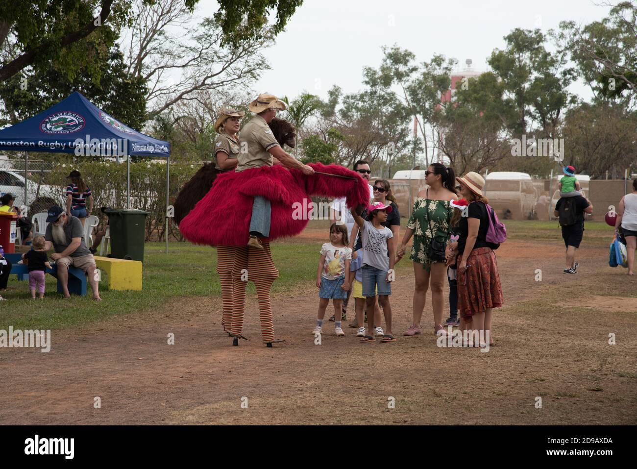 Darwin, NT, AustraliaJuly 27,2018 Families interacting with stilt