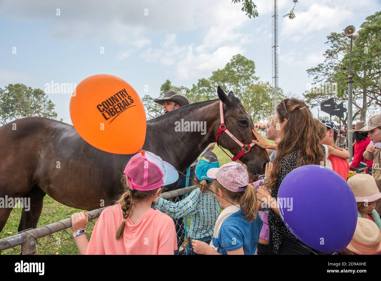 Darwin, NT, AustraliaJuly 27,2018 Families interacting with chestnut