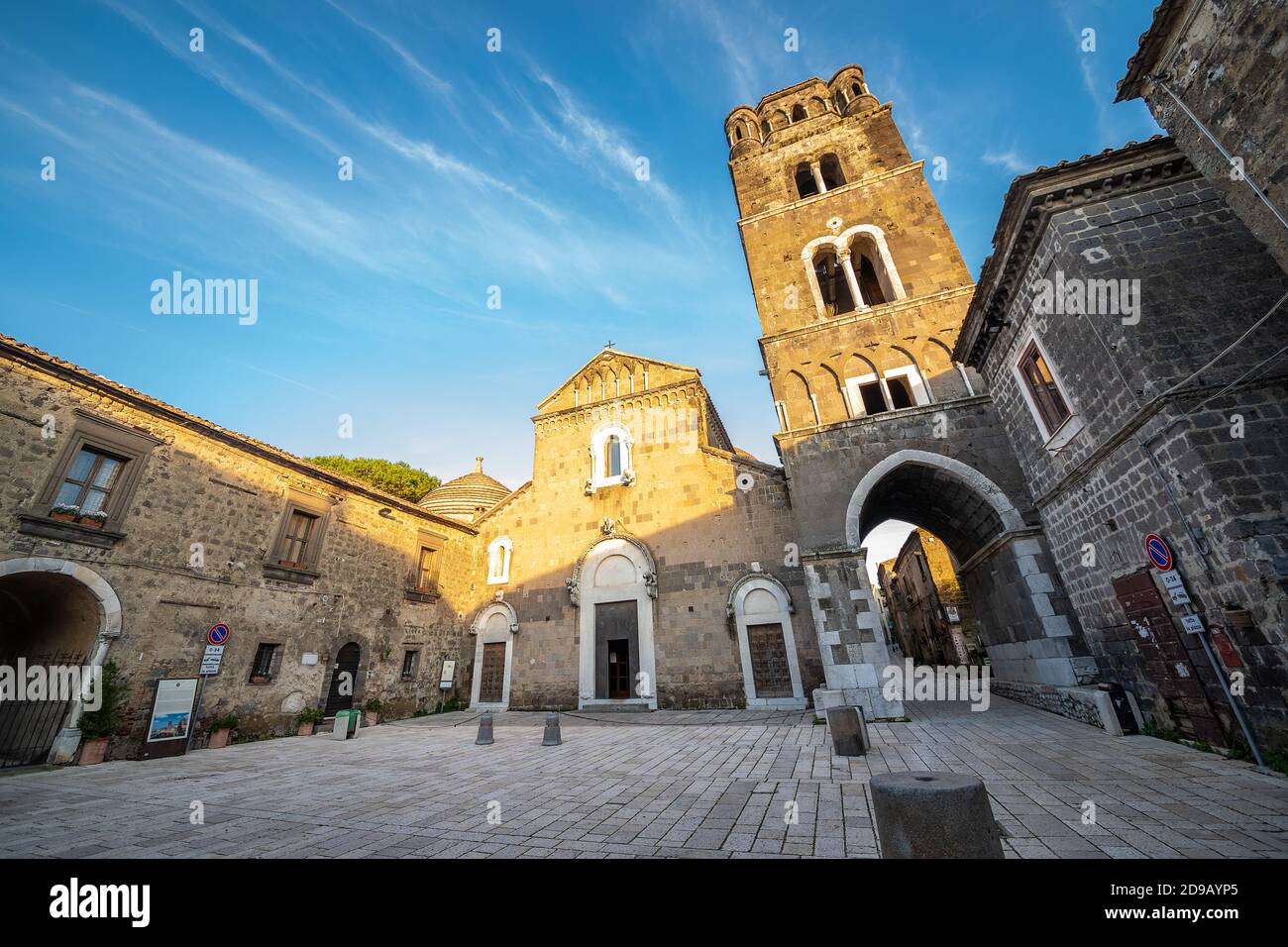 The dome of Casertavecchia, Cathedral of San Michele Arcangelo and his bell tower, Archangel St. Michael. Small medieval town. Caserta, Campania, Italy Stock Photo