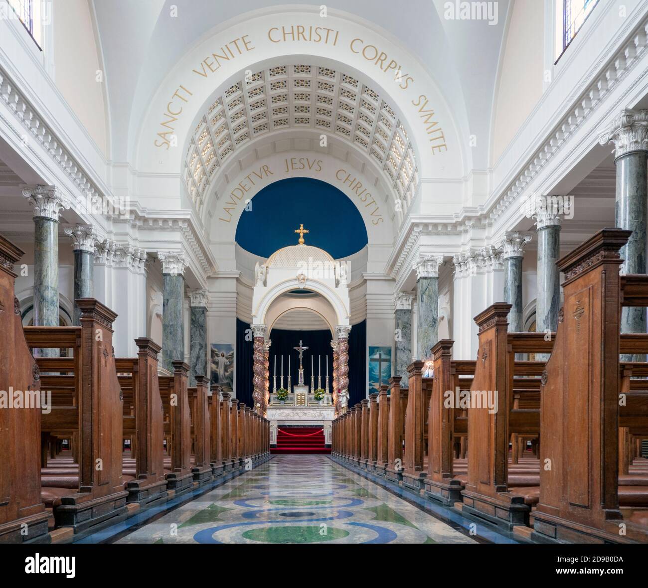 Interior view of the nave and altar at Catholic Cathedral Church of Saints Peter and Paul, Athlone, County Westmeath, Ireland,. Stock Photo