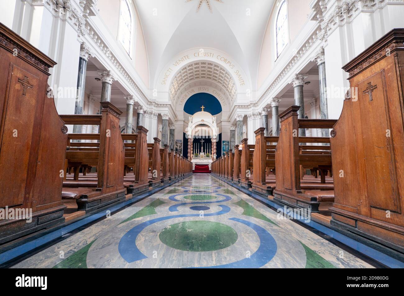 Interior view of the nave and altar at Catholic Cathedral Church of Saints Peter and Paul, Athlone, County Westmeath, Ireland,. Stock Photo