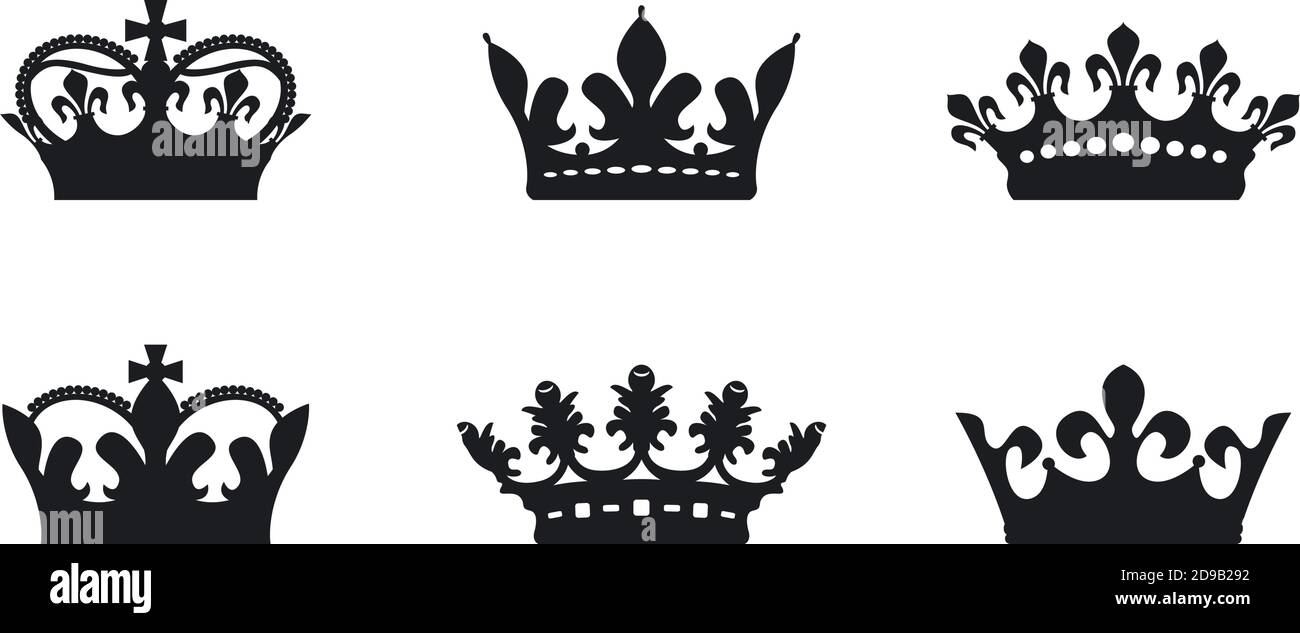 A set of black vector king crowns icon on white background. Vector  Illustration. Emblem, icon and Royal symbols Stock Vector Image & Art -  Alamy