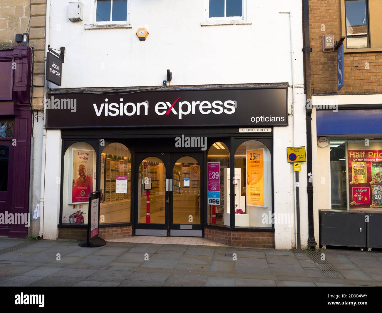 A Vision Express opticians store in the High Street in the city of Wells, Somerset, England. Stock Photo
