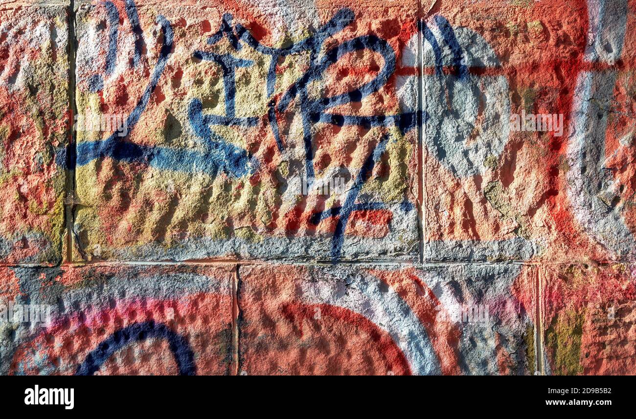 Multi-colored painted wall. Abstract detail Stock Photo