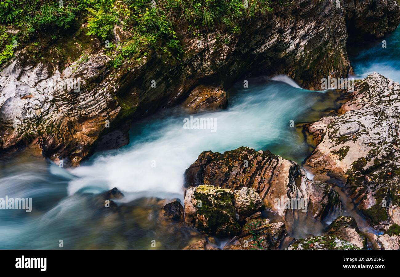 Radovna River in Vintgar Gorge in Slovenia in Europe Stock Photo