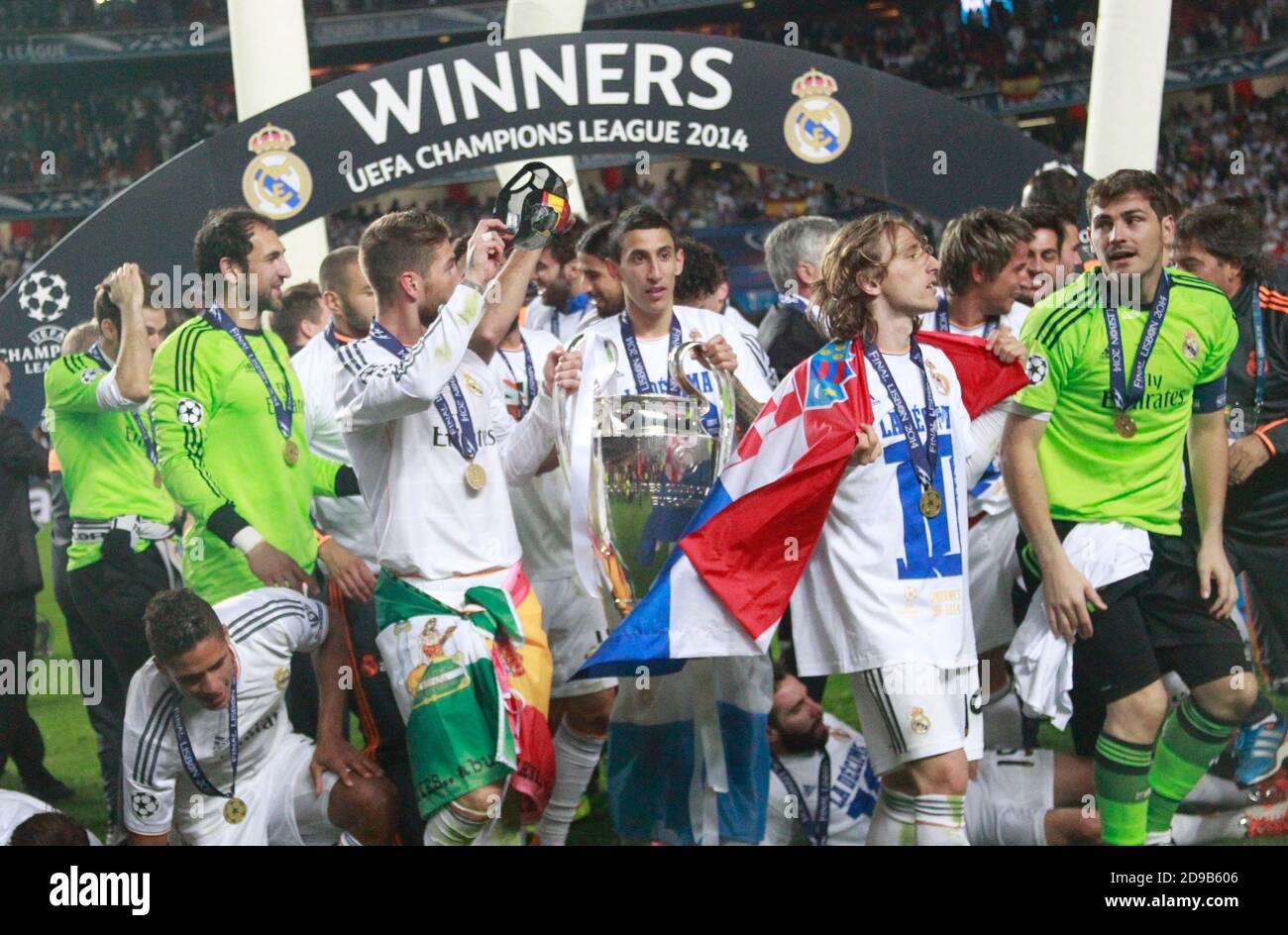 Célébration Victory Team Real Madrid during the Champion League Finale 2013  - 2014 ,Estádio da Luz, Lisbonne on MAY 24 2014 in Lisbonne ,Portugal -  Photo Laurent Lairys/ DPPI Stock Photo - Alamy