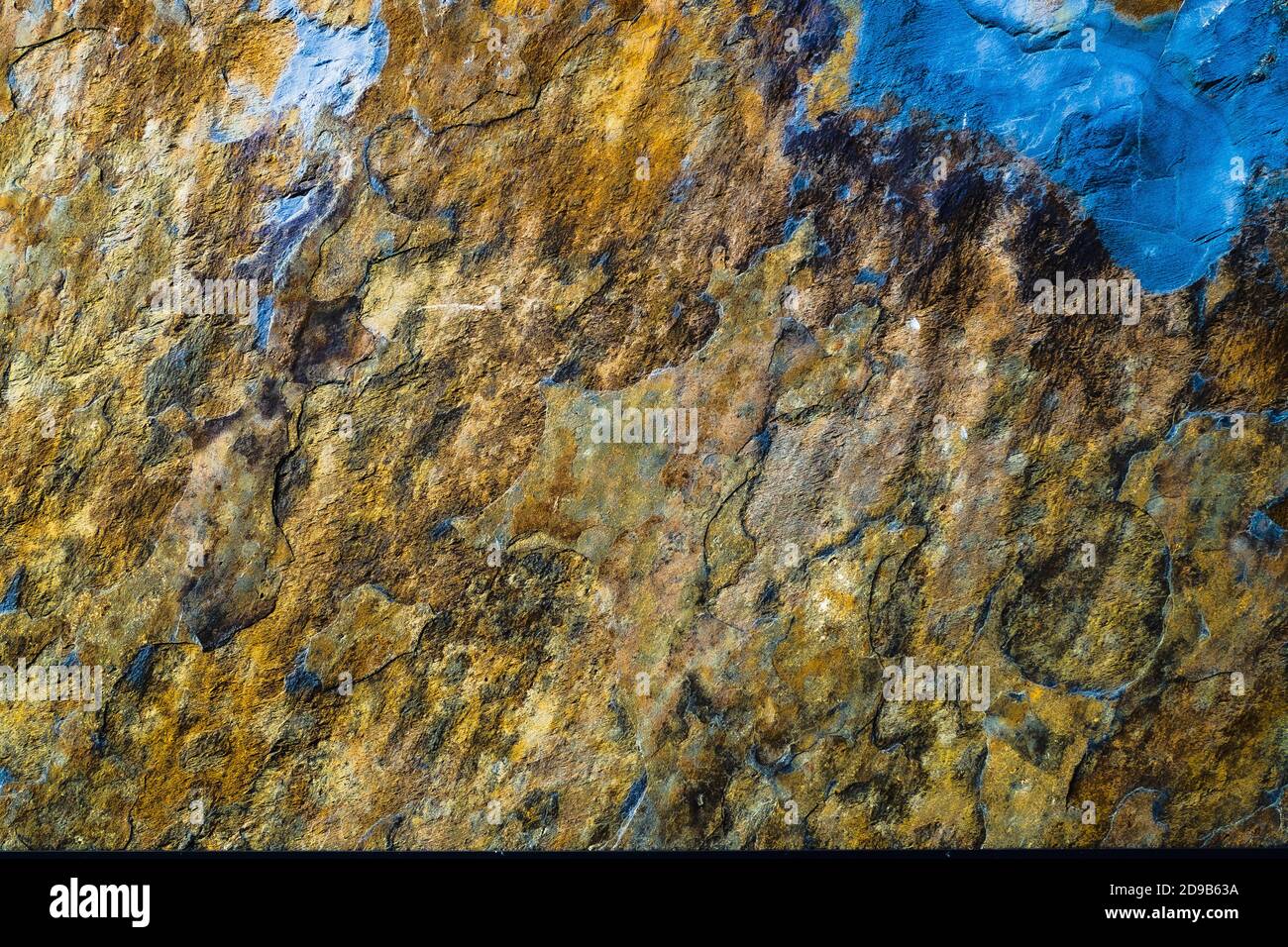 Dark Textured Painted Cracked Multicolored Rusty Aged Metal Background Stock Photo