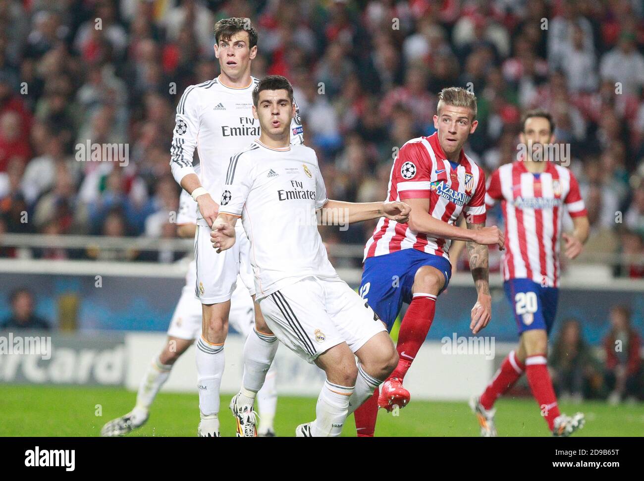 Álvaro Morata  of  Real Madrid and Toby Alderweireld of Atletico Madrid during the Champion League Finale 2013 - 2014 ,Estádio da Luz, Lisbonne  on MAY 24 2014 in Lisbonne ,Portugal - Photo Laurent Lairys/ DPPI Stock Photo