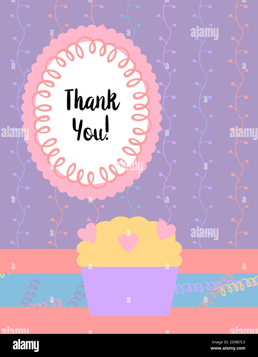 Design template for cute Thank you card . Template for scrapbooking