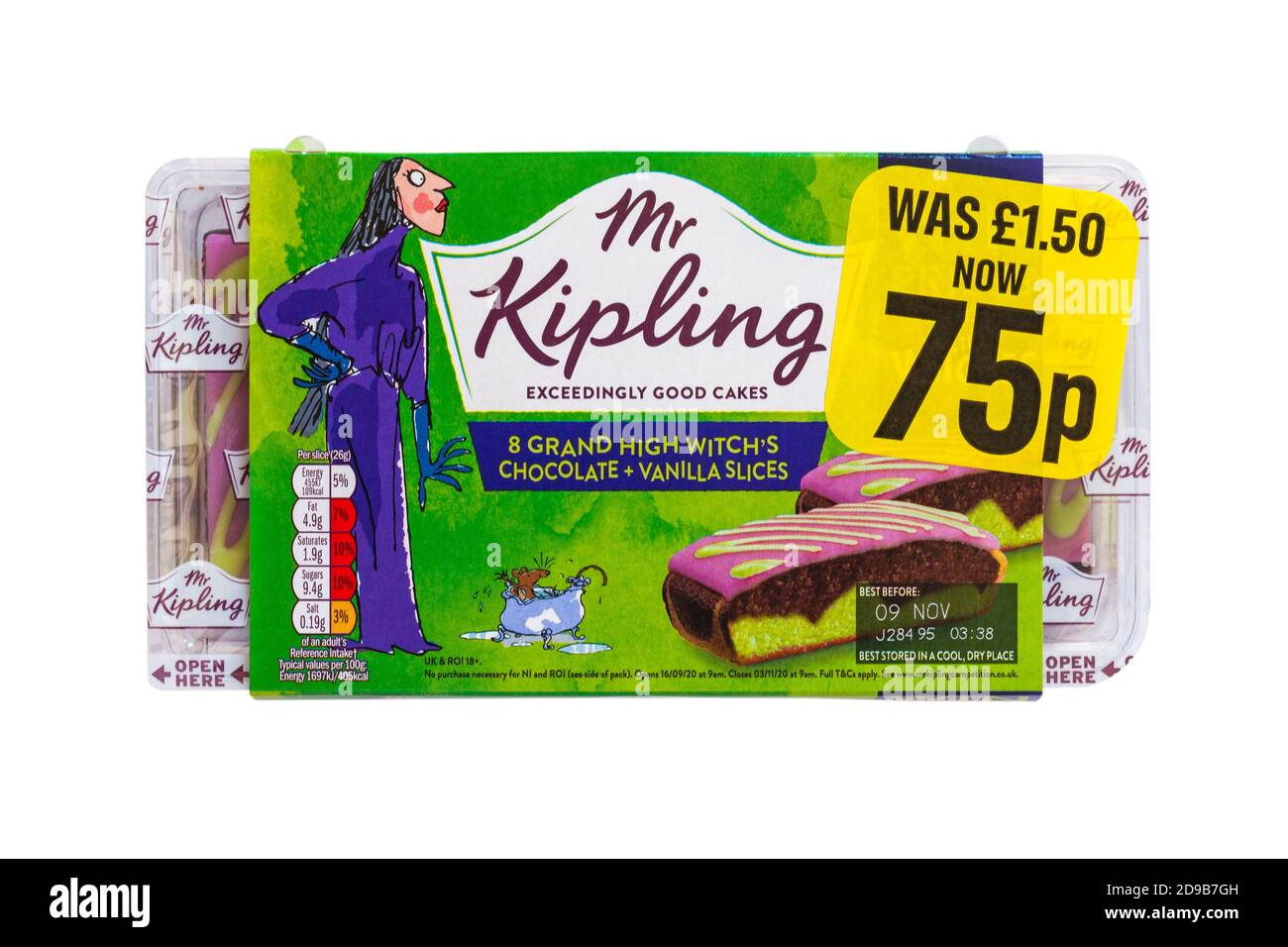 Mr Kipling James' Grand High Witch's Chocolate + Vanilla Slices cakes for  Halloween isolated on white background exceedingly good cakes reduced price  Stock Photo - Alamy