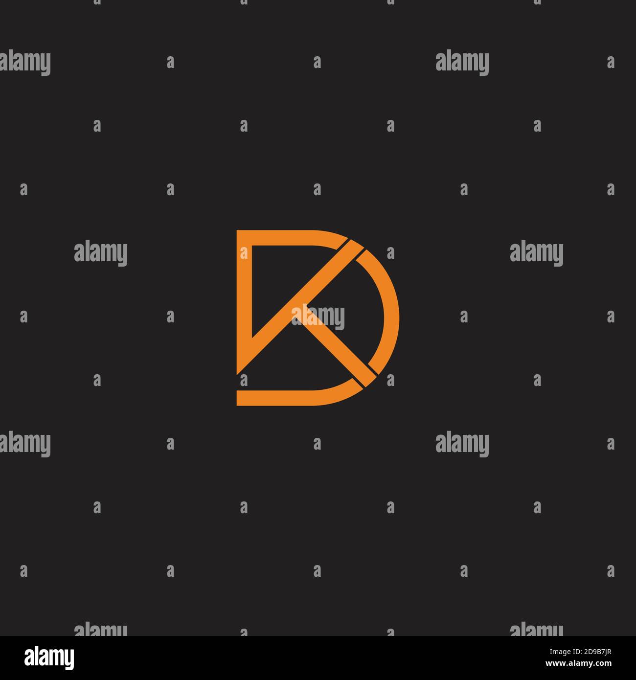 letter dk linked overlapping simple line logo vector Stock Vector