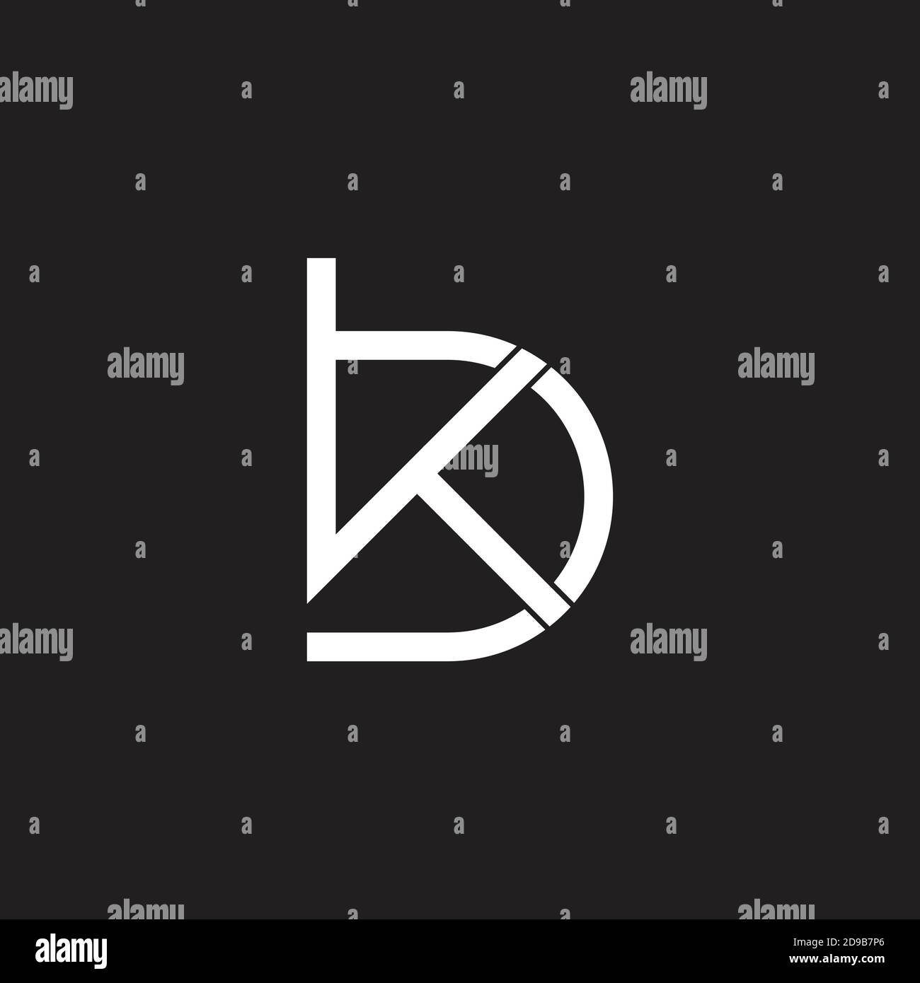 letter kb simple geometric line overlapping logo vector Stock Vector