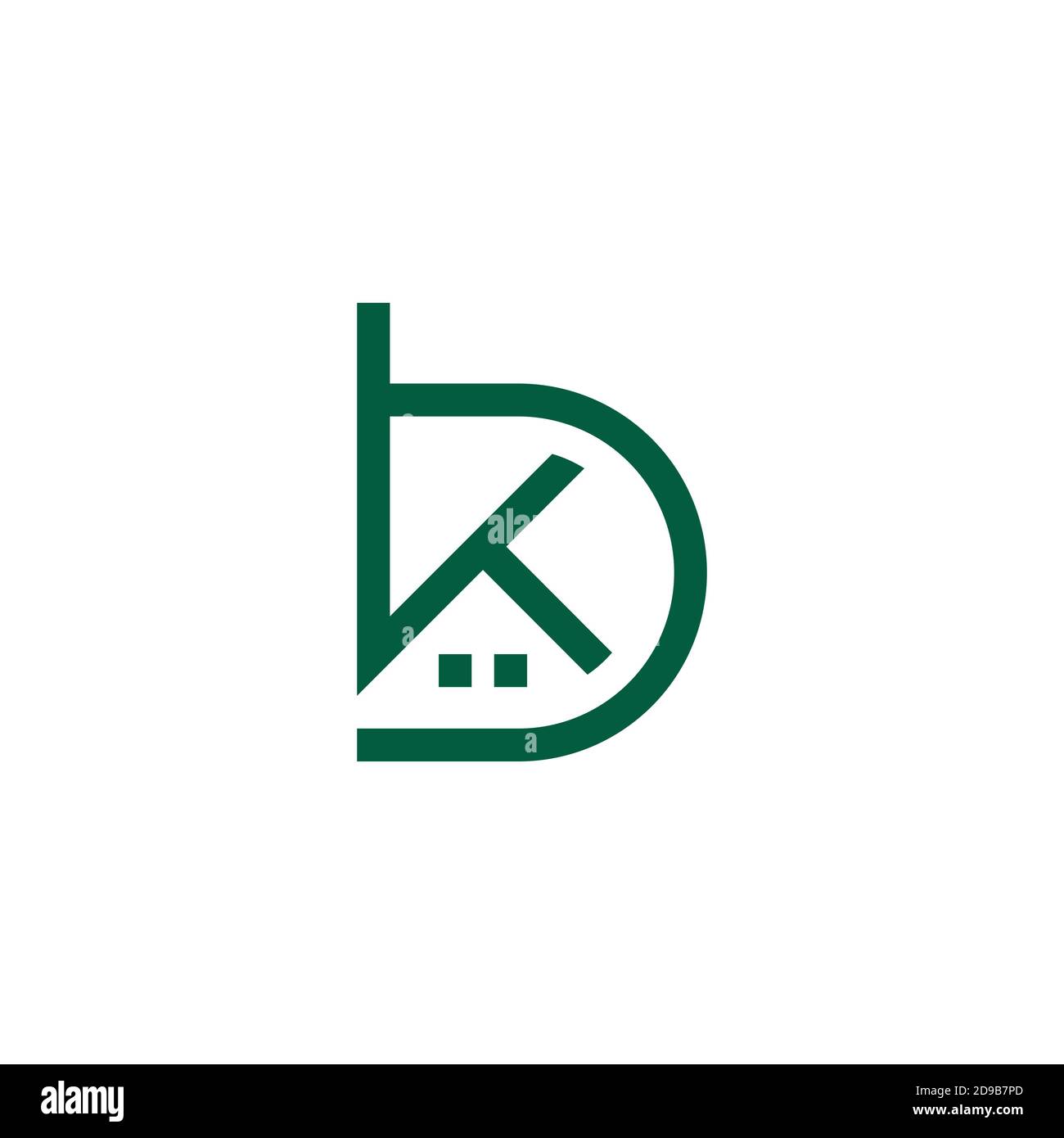 home shape letter bk simple geometric line symbol logo vector Stock Vector