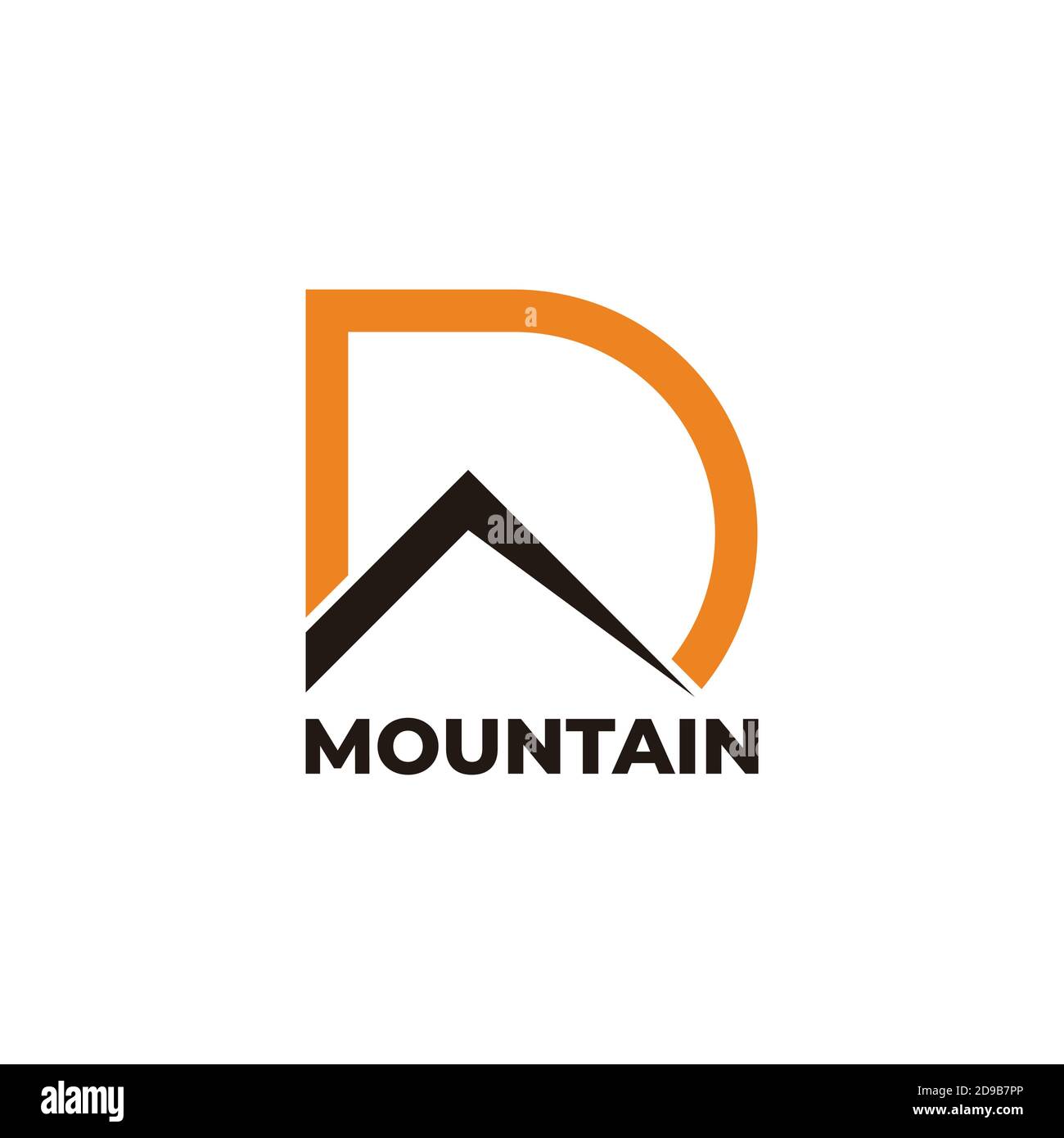 abstract letter d simple mountain sun symbol logo vector Stock Vector