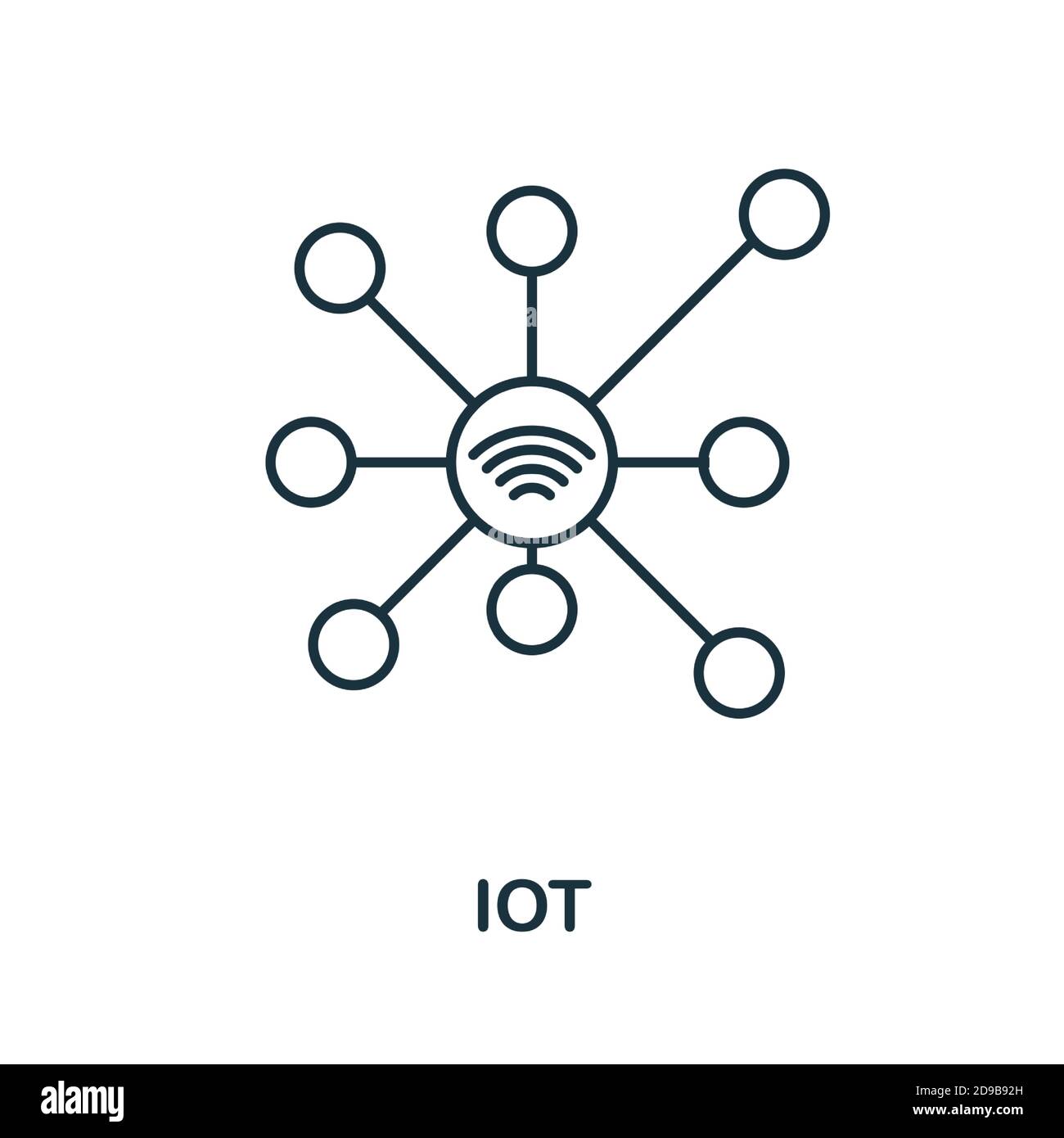 Iot line icon. Simple element from digital disruption collection. Outline Iot icon element Stock Vector