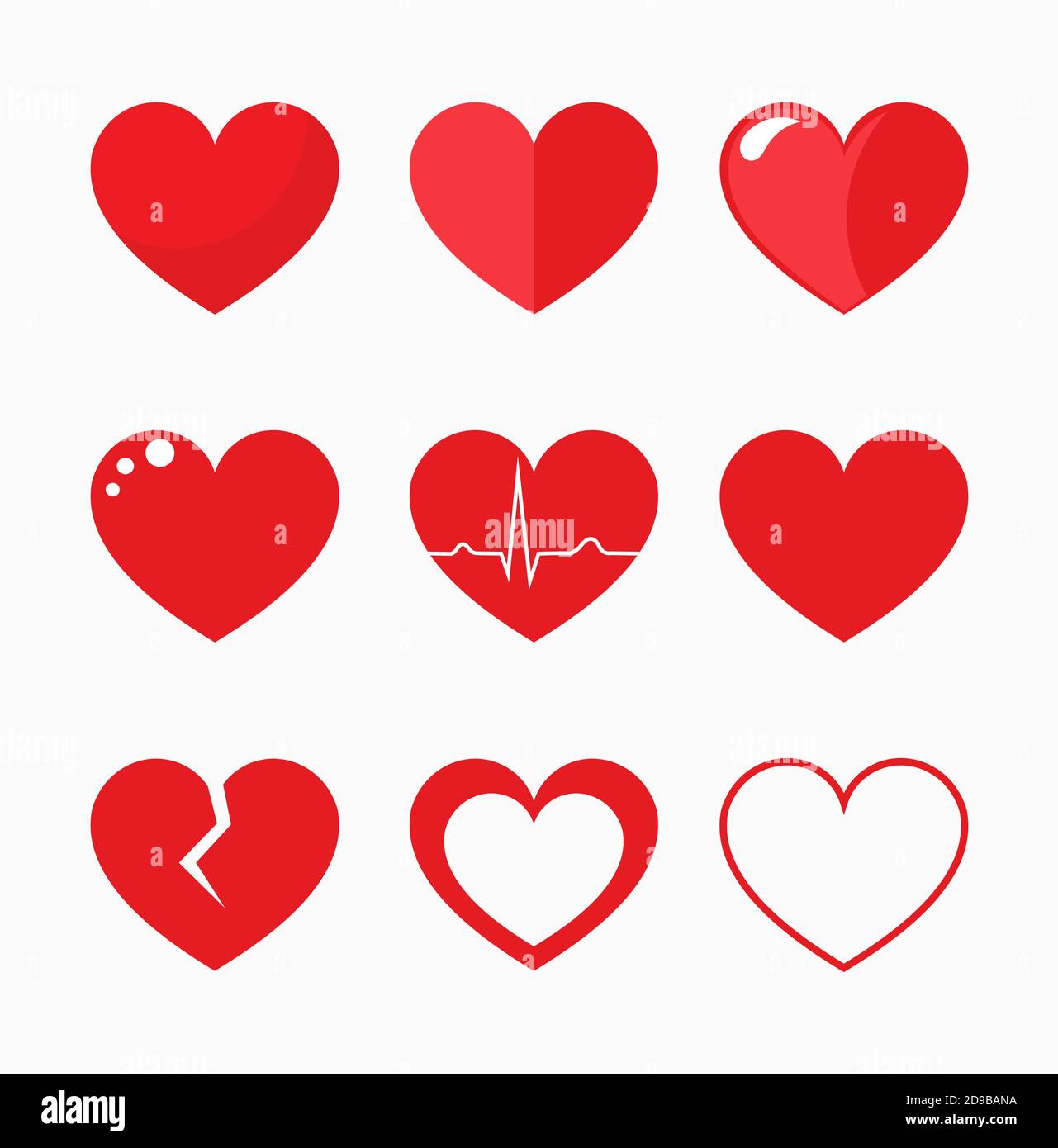 Collection of red hearts. Vector illustration Stock Vector Image & Art ...