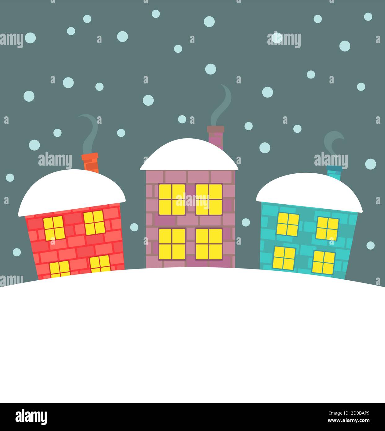 Cute houses in winter scenery. Vector illustration Stock Vector Image ...