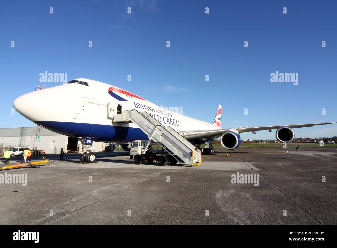 British Airways 747-8f unloads at Glasgow Prestwick Airport, South ...