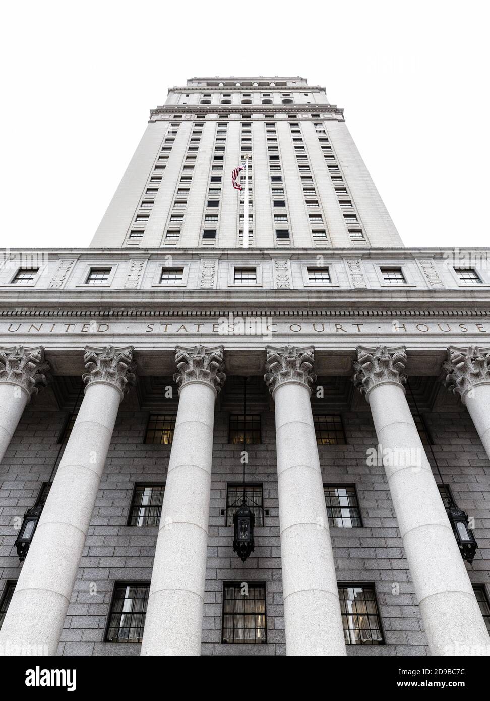 United States Court House. Courthouse facade with columns, lower Manhattan, New York Stock Photo