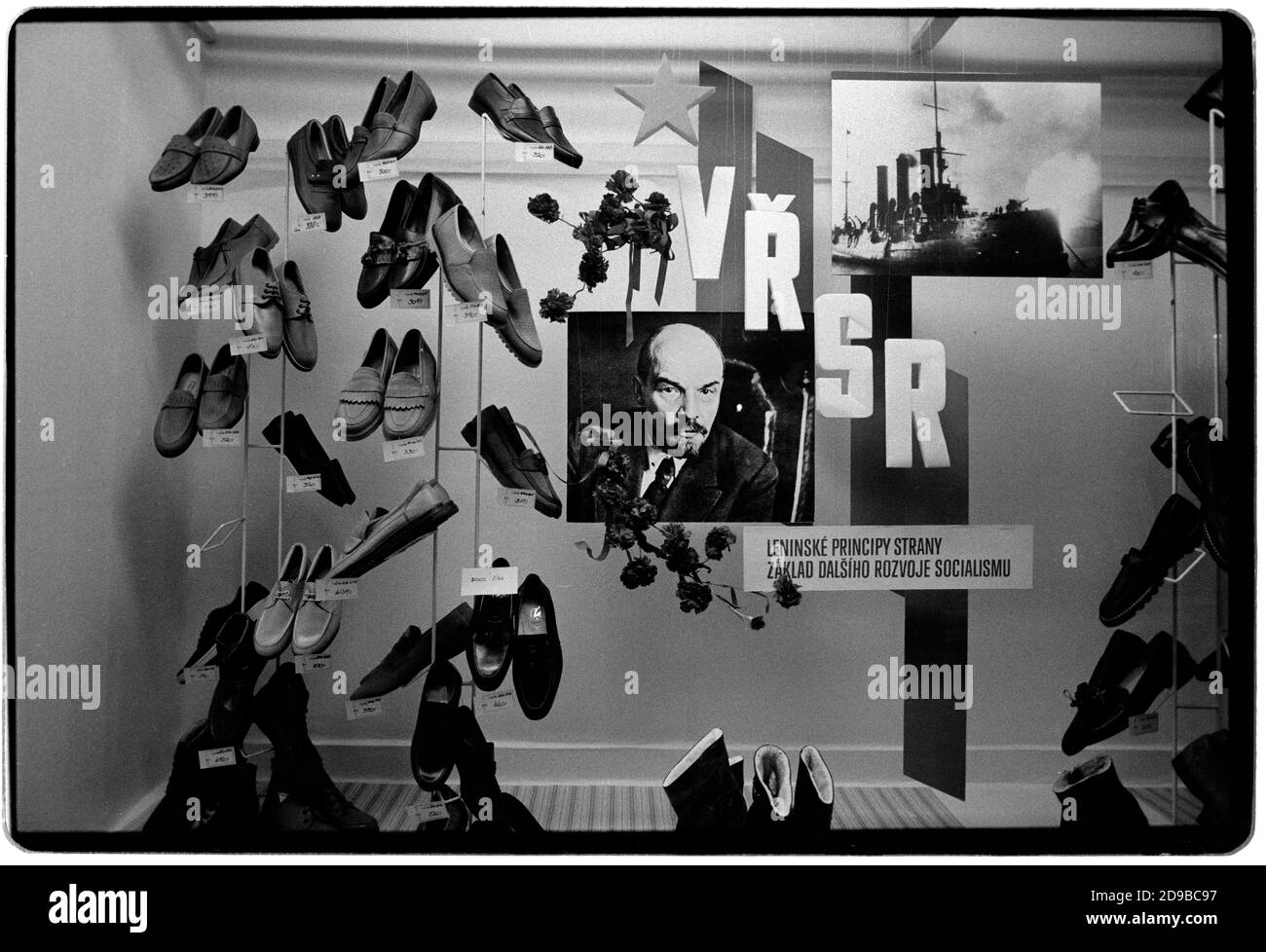 Czechoslovakia Velvet Revolution Prague November 1989 Scanned in 2020 Bata  shoe shop with Lenin and the Aurora in shop window with shoes in Prague  Wikipedia: The Velvet Revolution (Czech: sametová revoluce) or