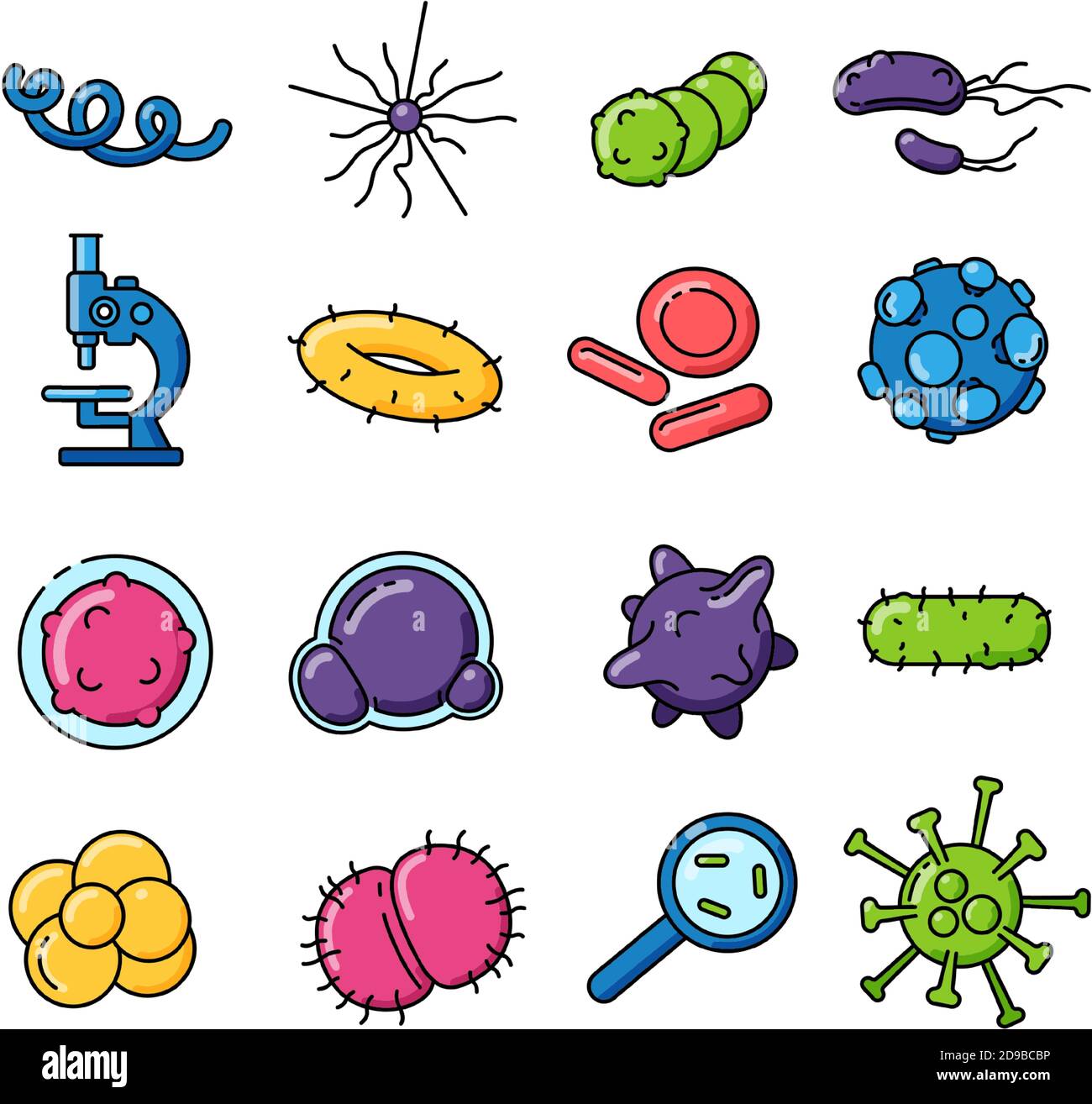 Bacteria color vector icons set Stock Vector Image & Art - Alamy