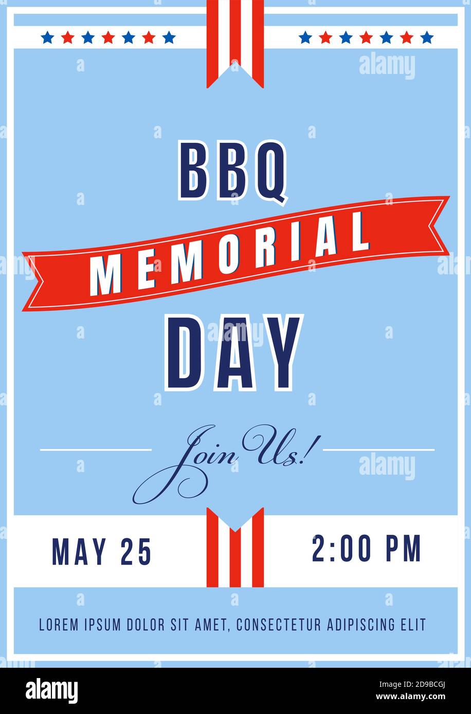 Memorial Day BBQ poster flat vector template Stock Vector Image & Art ...
