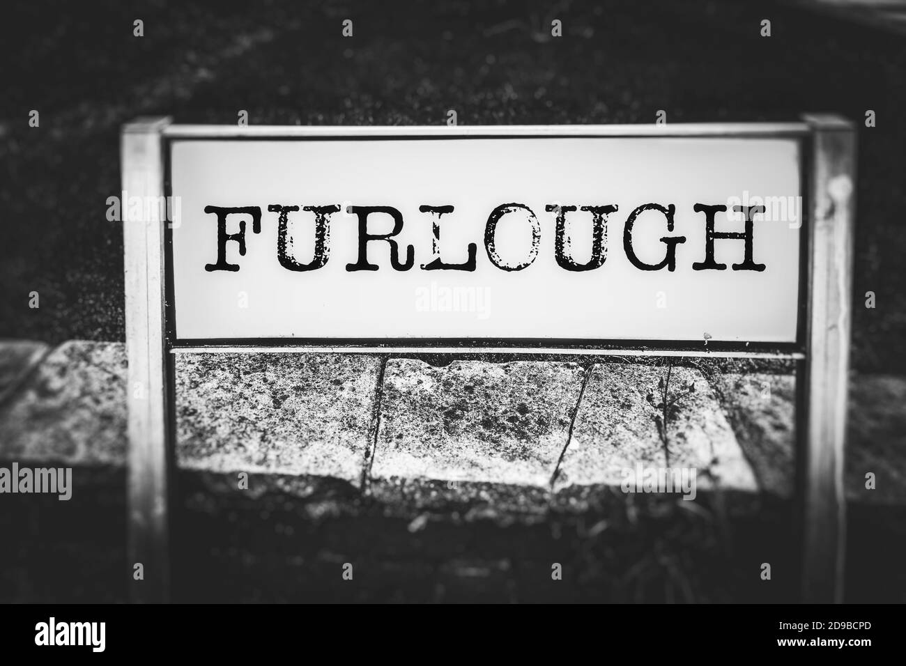 Furlough on a road sign Stock Photo