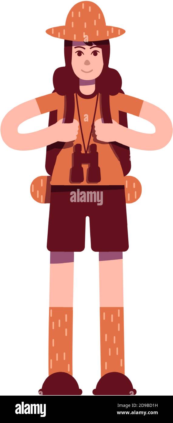 Explorer with backpack flat color vector character Stock Vector
