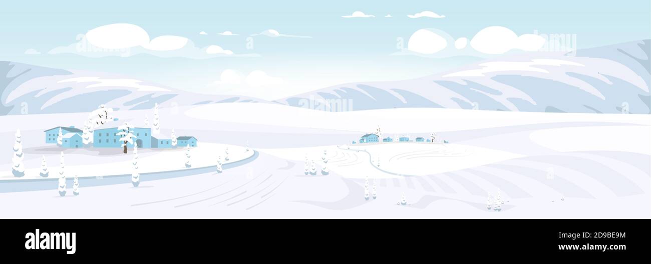 Winter scenery flat color vector illustration Stock Vector Image & Art ...
