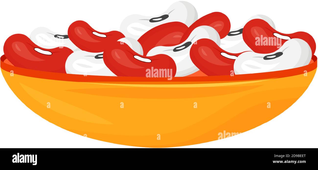 Kidney beans in bowl cartoon vector illustration Stock Vector Image