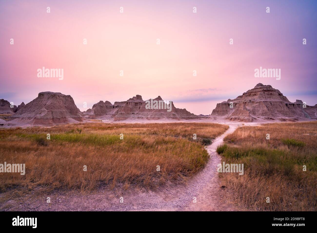 Badlands National Park at sunset, South Dakota, USA Stock Photo