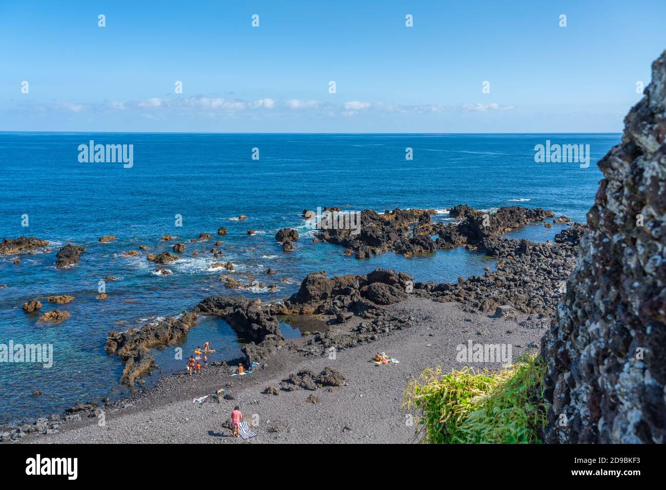 Azores Hot Spring Cliffs Amazing landscape view to volcanic coastline near ocean hot springs ...