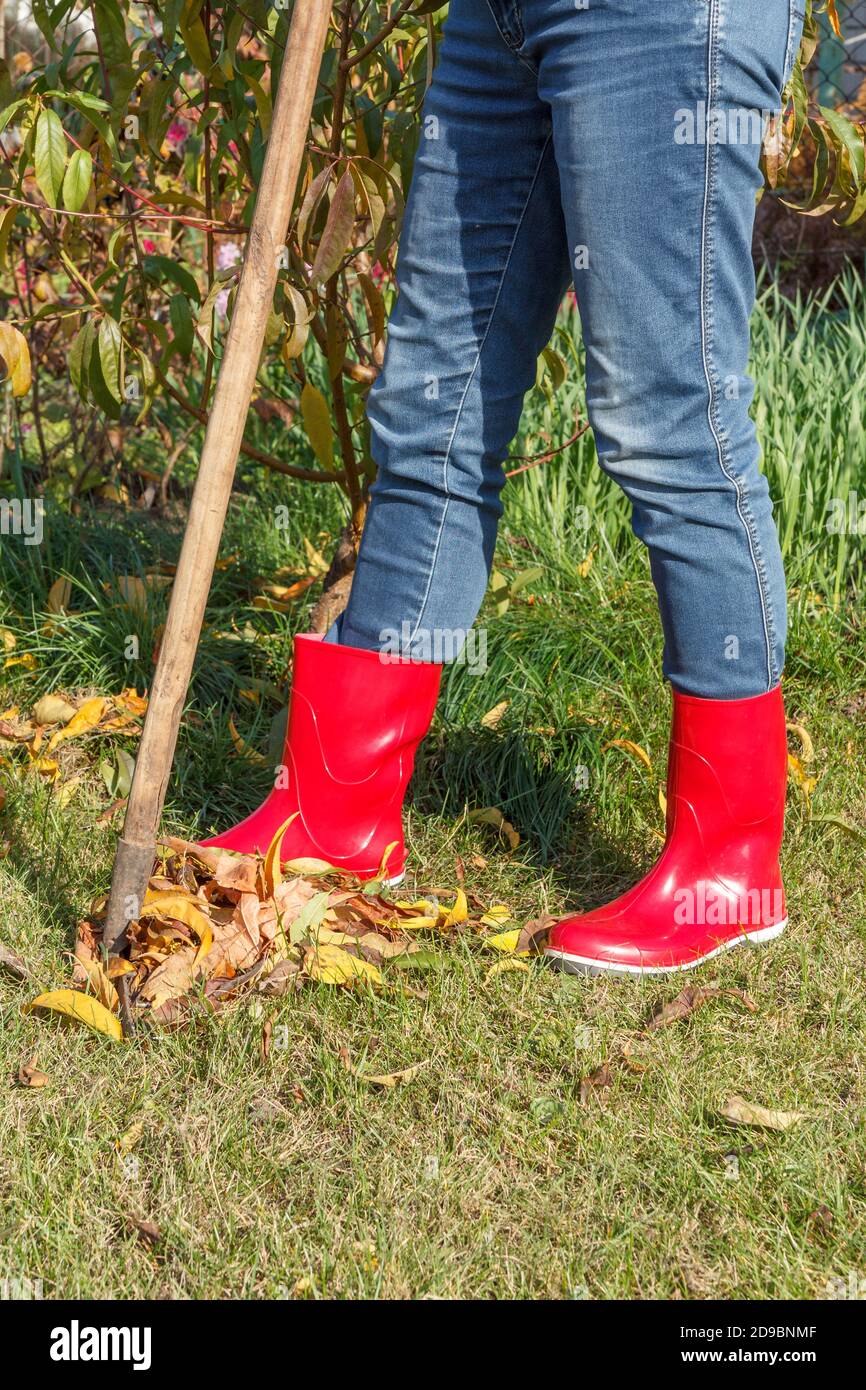 Mature woman in rubber boots hires stock photography and images Alamy