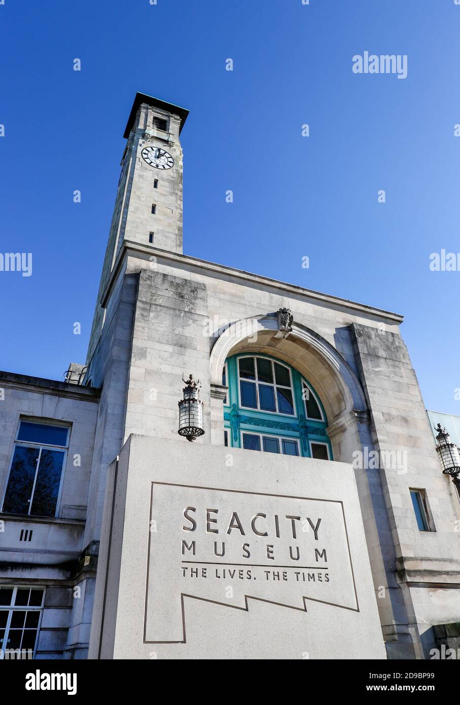 Seacity Museum and Civic Centre Clock, Southampton, Hampshire, UK Stock Photo