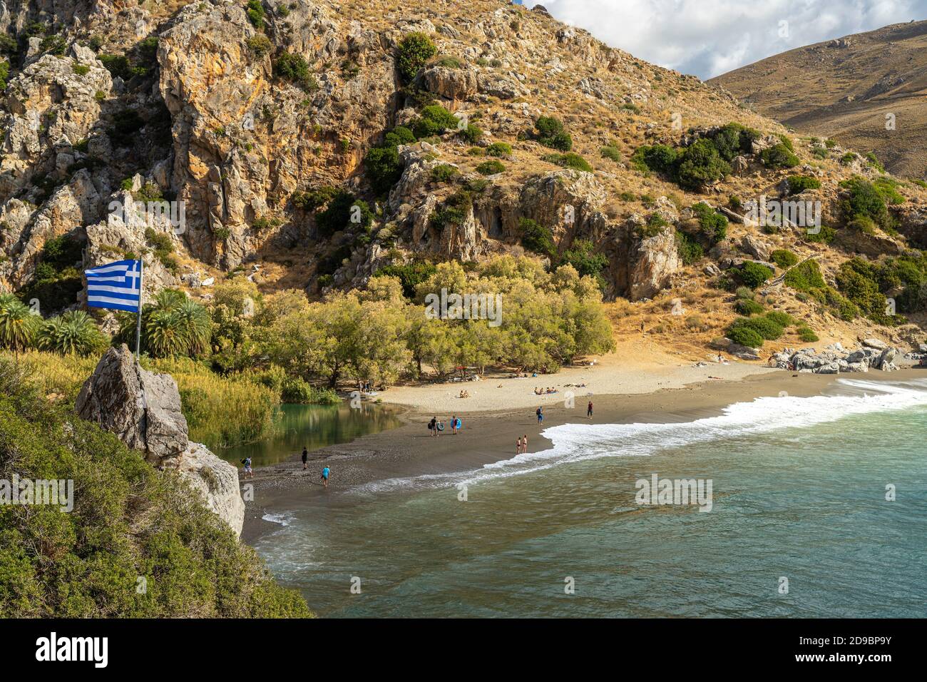 Der Palmenstrand von Preveli, Kreta, Griechenland, Europa   |  Preveli Palm beach, Crete, Greece, Europe Stock Photo