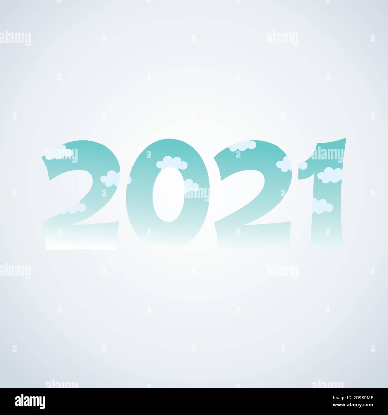 2021 new year, number with clouds background and blur design vector ...
