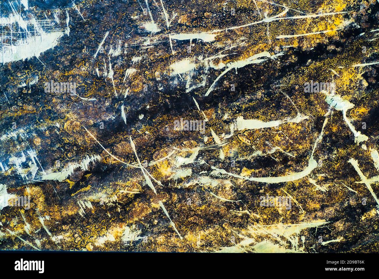 Background of Old Painted Sheet Metal With Rust Painted in. Obsolete, Damage Stock Photo